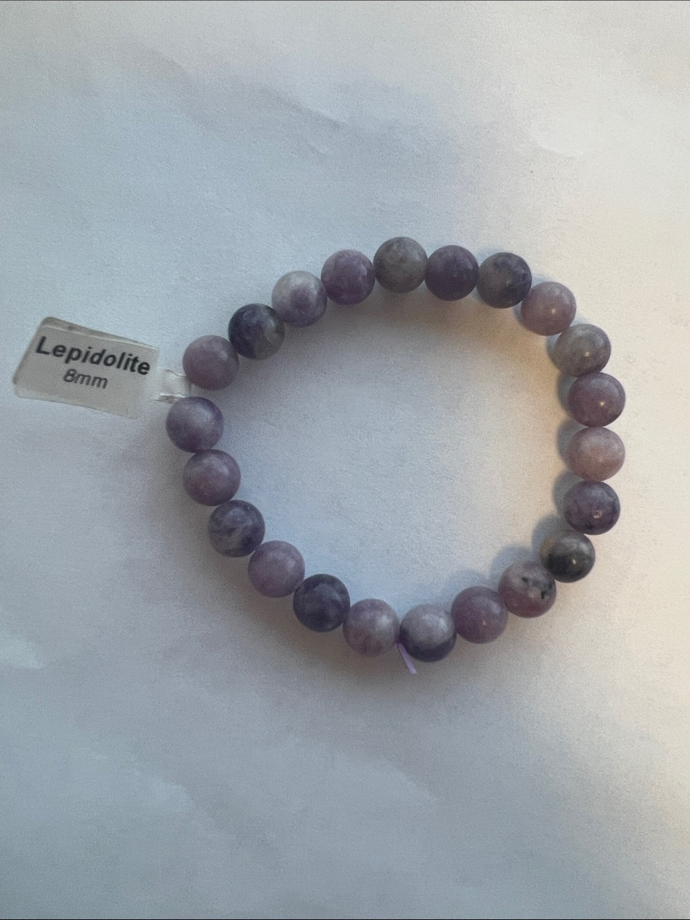 Lepidolite 8mm Beaded Stretch Bracelet — Purple